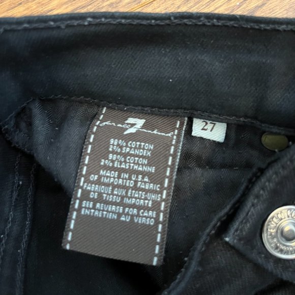 7 For All Mankind Black The Slim Cigarette Jeans Size 27 - Picture 6 of 6